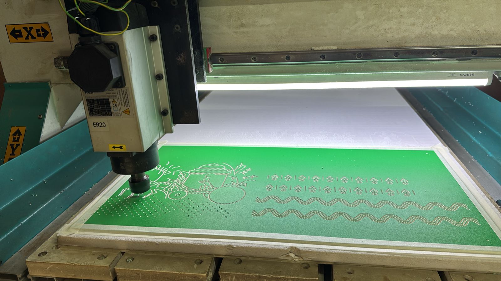 Laser engraving machine in action
