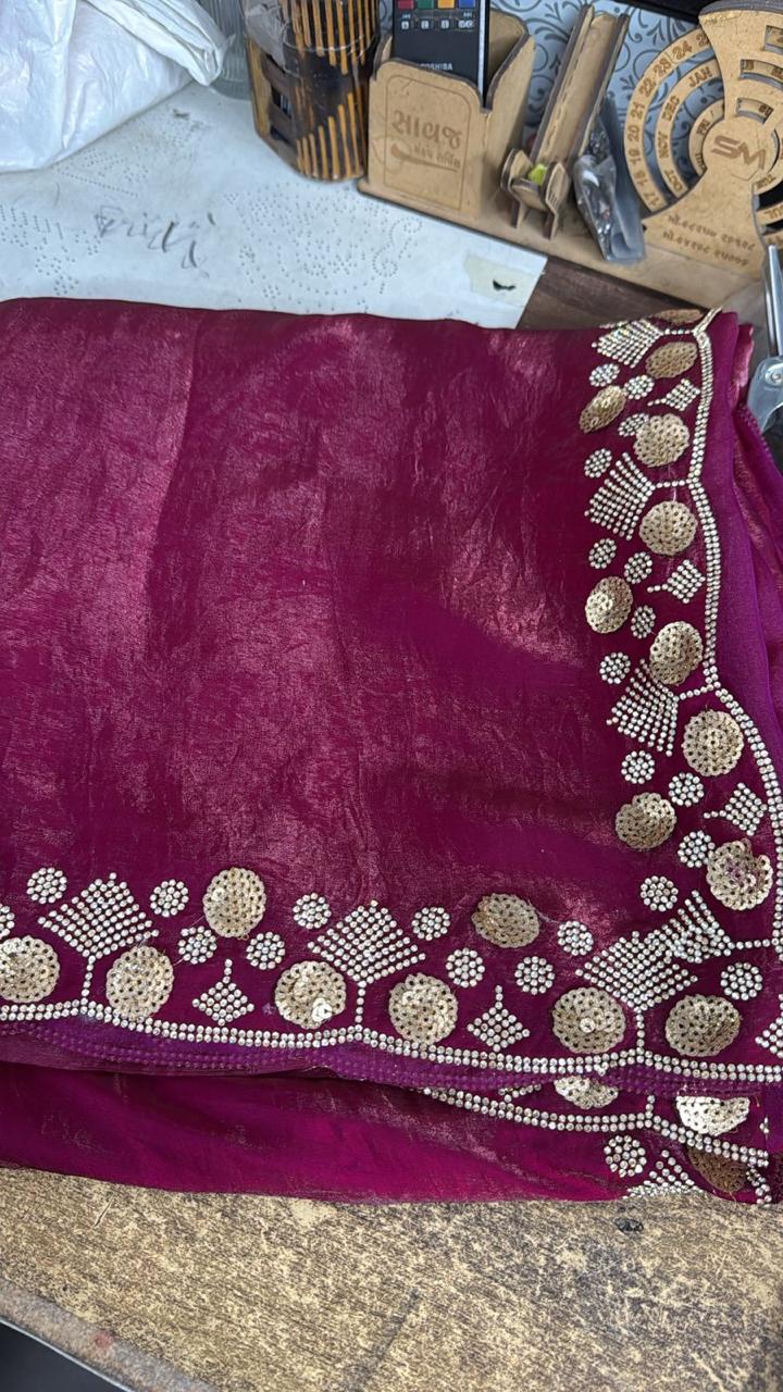 Wedding saree with intricate laser design